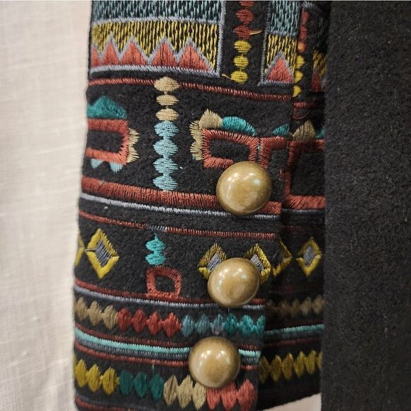 Y2K Vintage XOXO Tribal Embroidered Coat. Wool Cashmere Blend. - Picture 10 of 12